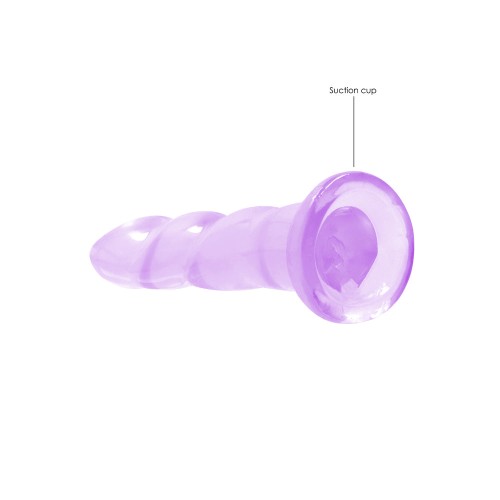 Dildo Torcido No Realista Transparente RealRock con Ventosa Morado