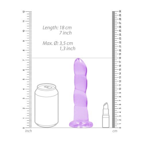 RealRock Crystal Clear Non-Realistic Twisted Dildo with Suction Cup Purple