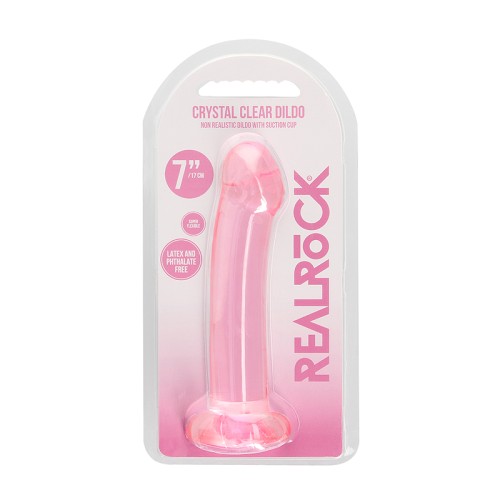 RealRock Crystal Clear Dildo with Suction Cup 7 in. Pink