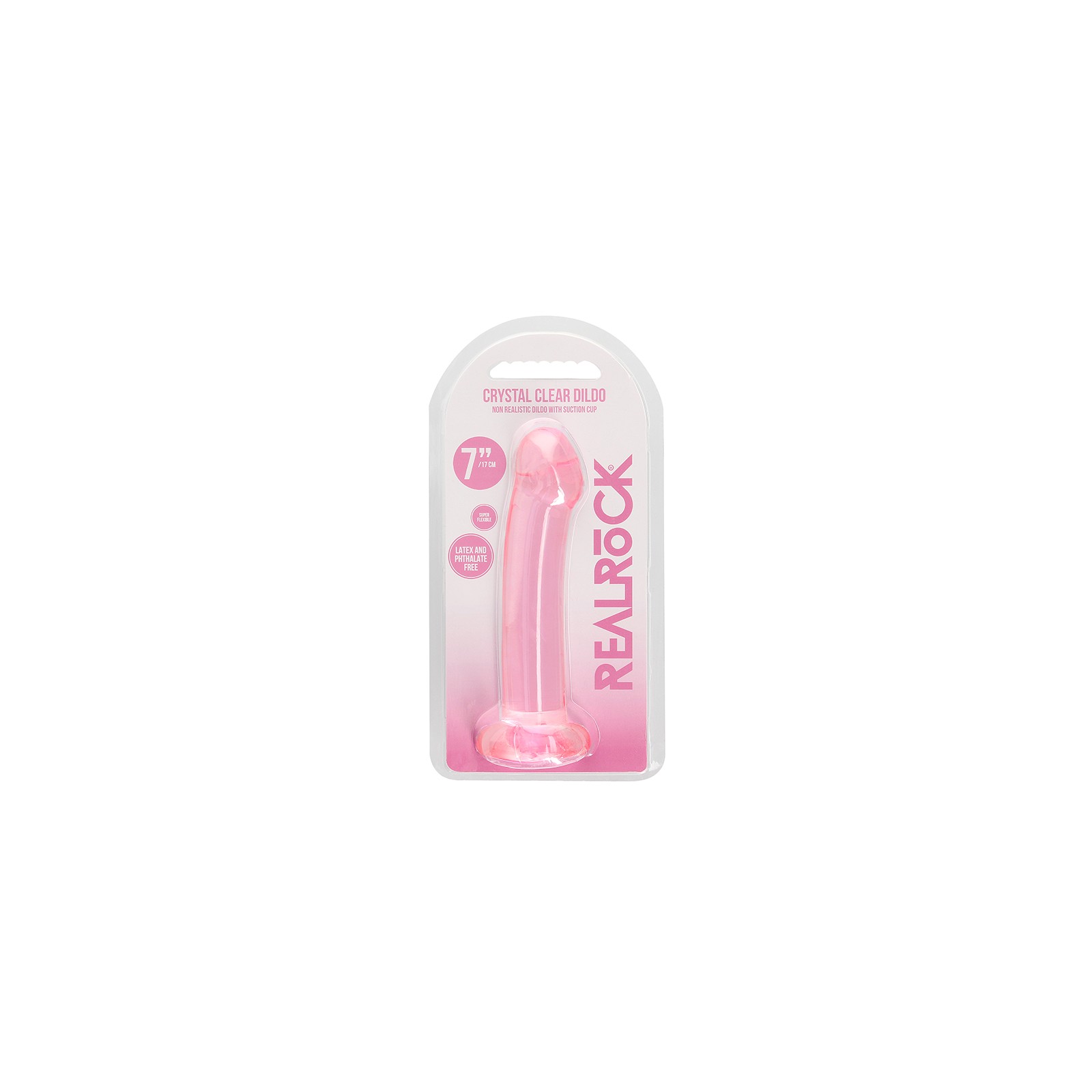 RealRock Dildo Transparente con Ventosa de 7 in. Rosa