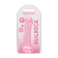 RealRock Dildo Transparente con Ventosa de 7 in. Rosa