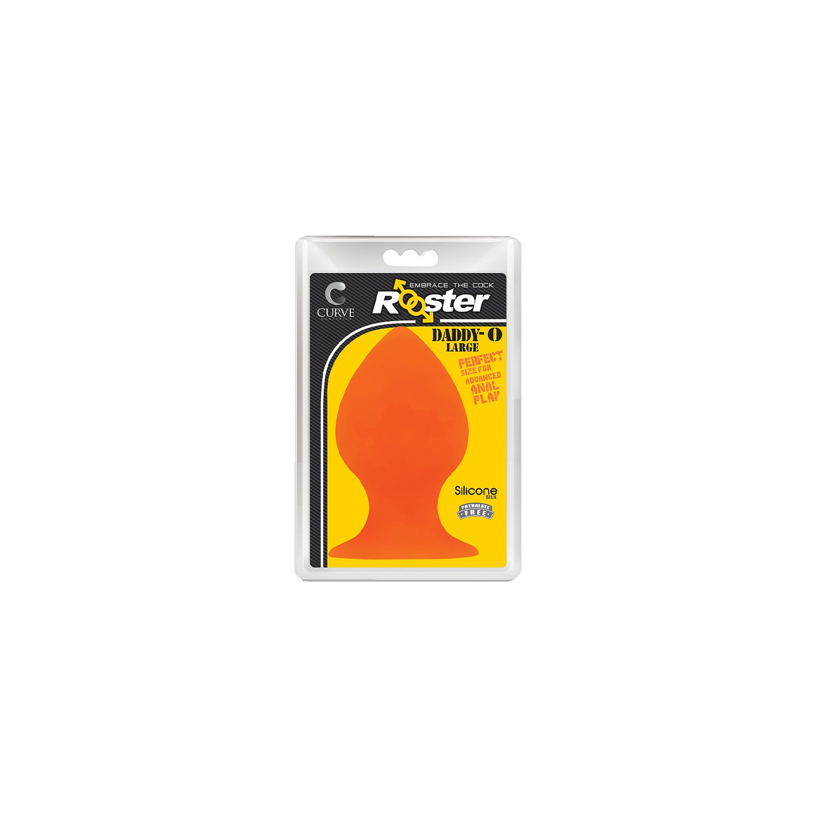 Curve Toys Rooster Daddy-O Large Silicone Anal Plug with Suction Cup Orange