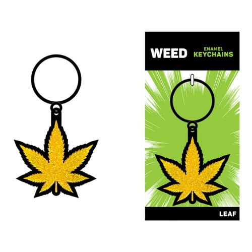 Weed Gold Glitter Keychain - Accessory Fun