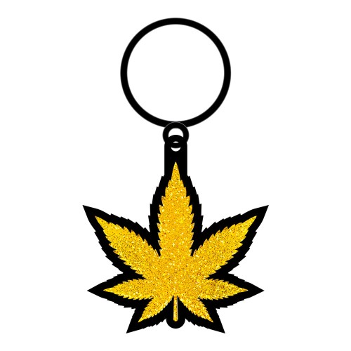 Weed Gold Glitter Keychain - Accessory Fun