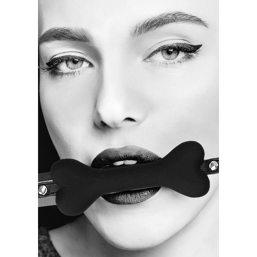 Gag en Forma de Hueso Ouch! de Silicona Black & White