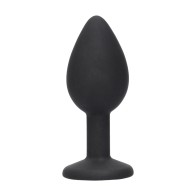 Plug Anal de Silicona Negro con Joya Ouch!