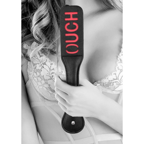 Ouch! Black & White Leather Paddle