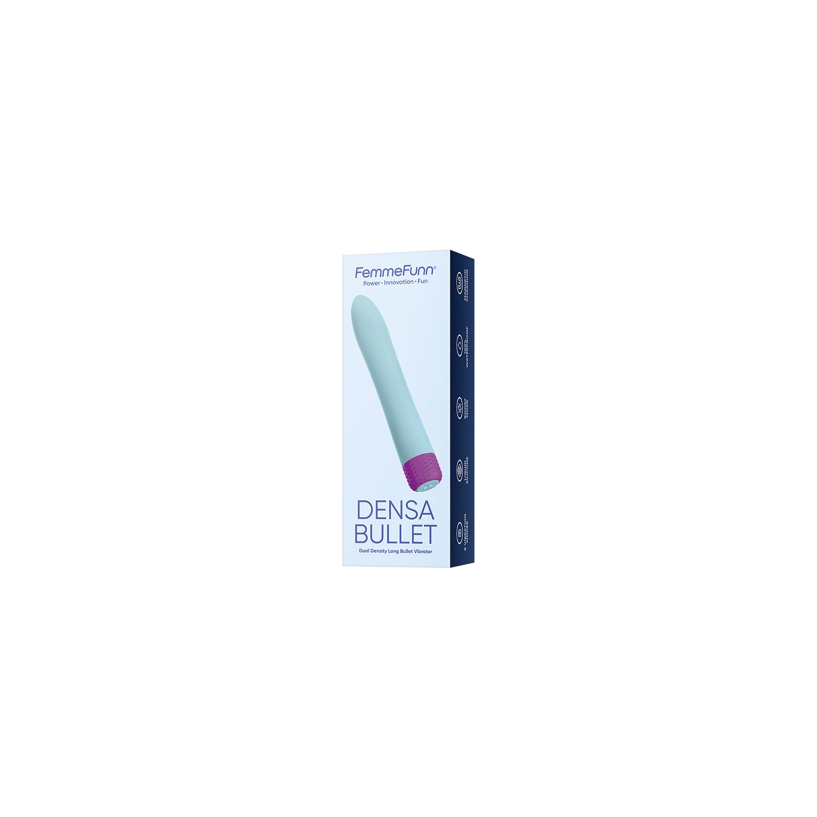 Vibrador Slimline Densa Bullet Recargable de Doble Densidad de Silicone FemmeFunn Azul Claro