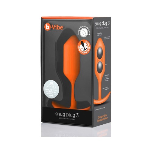 b-Vibe Plug Anal Pesado Snug 3 para el Juego Anal Avanzado