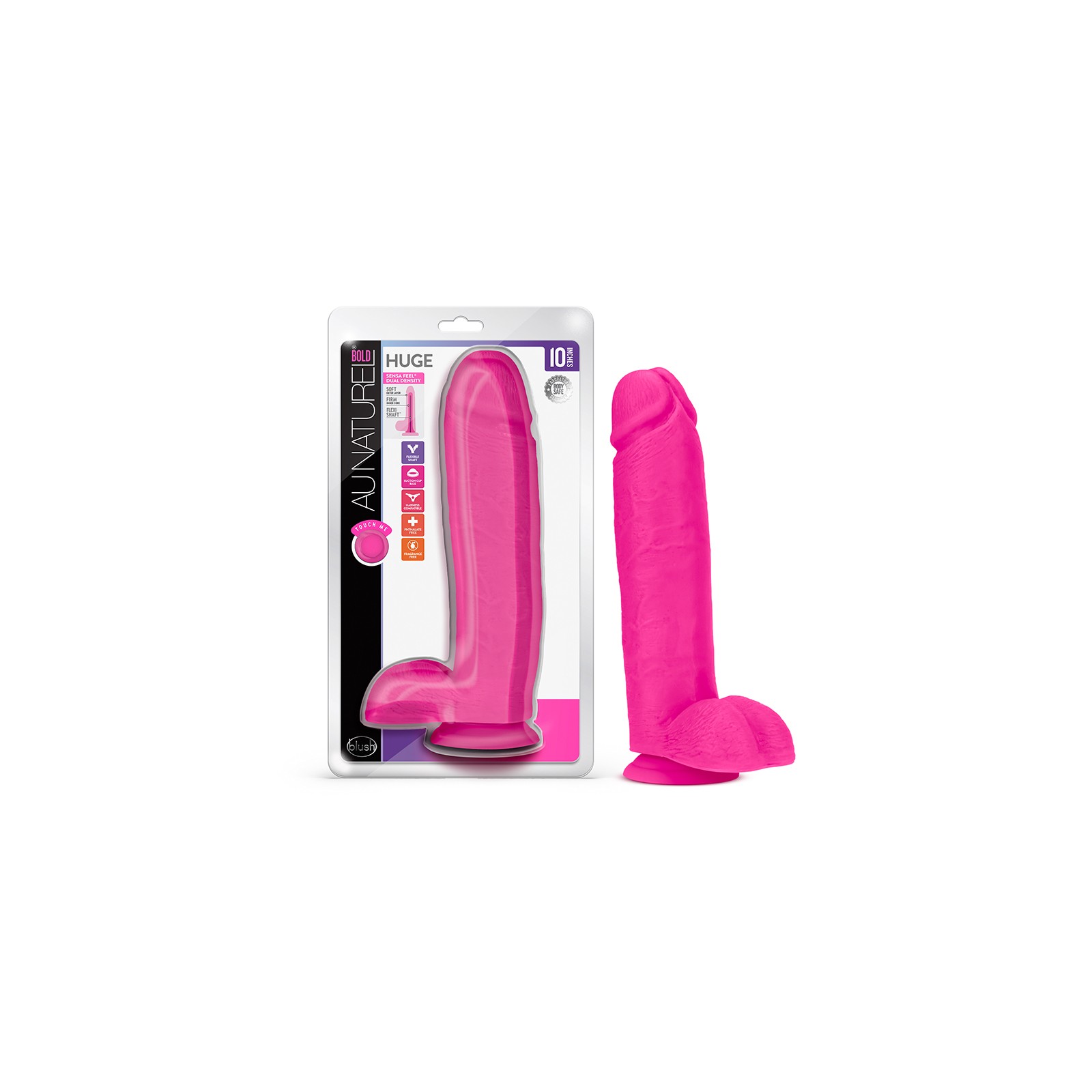 Dildo de 10 Pulgadas de Densidad Dual con Testículos - Rosa