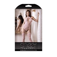 Fantasy Lingerie Sheer Blushing Beauty Bodystocking & G-String - Light Pink O/S