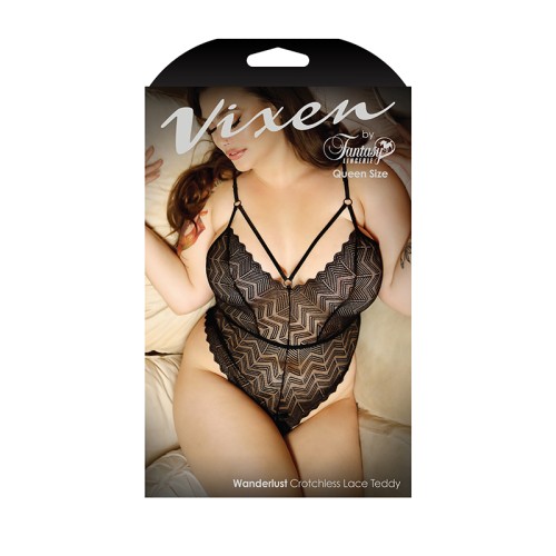 Fantasy Lingerie Vixen Crotchless Teddy Queen Size