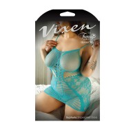 Fantasy Lingerie Striped Net Dress Blue Queen Size