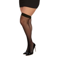 Dreamgirl Diamond-Net Fishnet Thigh-Highs with Bowtie