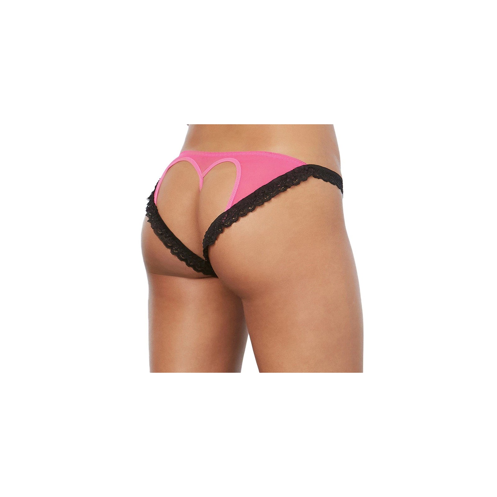 Dreamgirl Lace Ruffle Trim Panty Hot Pink/Black