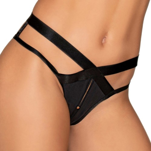 Dreamgirl Microfiber Open-Crotch Strappy Panty