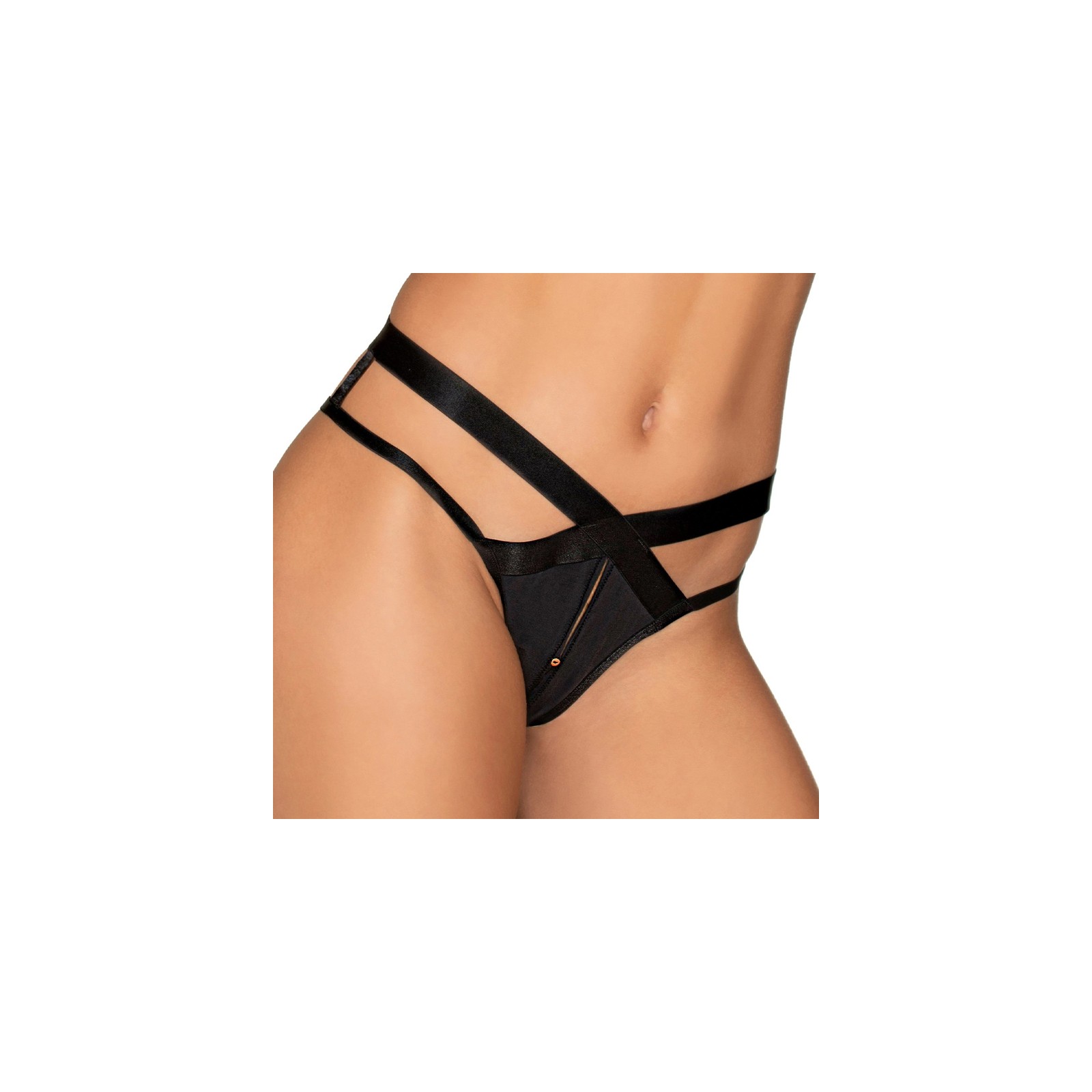 Dreamgirl Microfiber Open-Crotch Strappy Panty