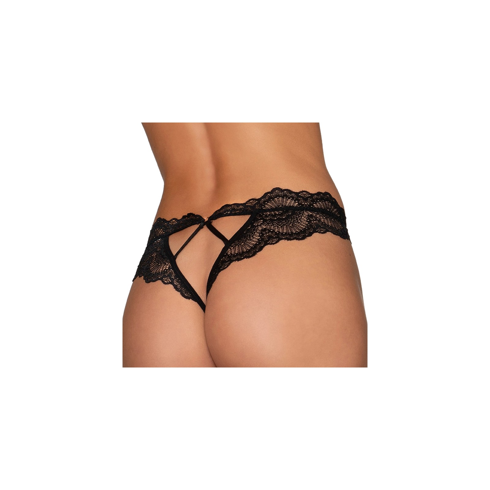 Dreamgirl Black Lace Crotchless Tanga Panty