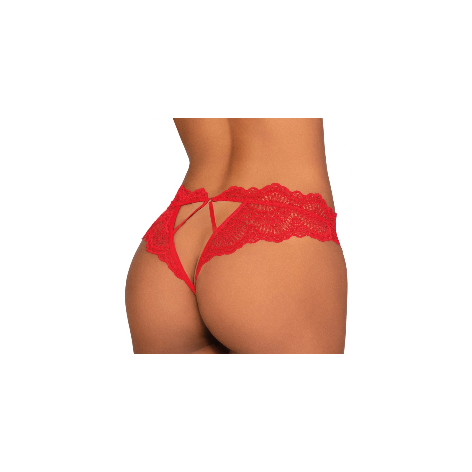 Tanga de Encaje Rojo Abierto Dreamgirl