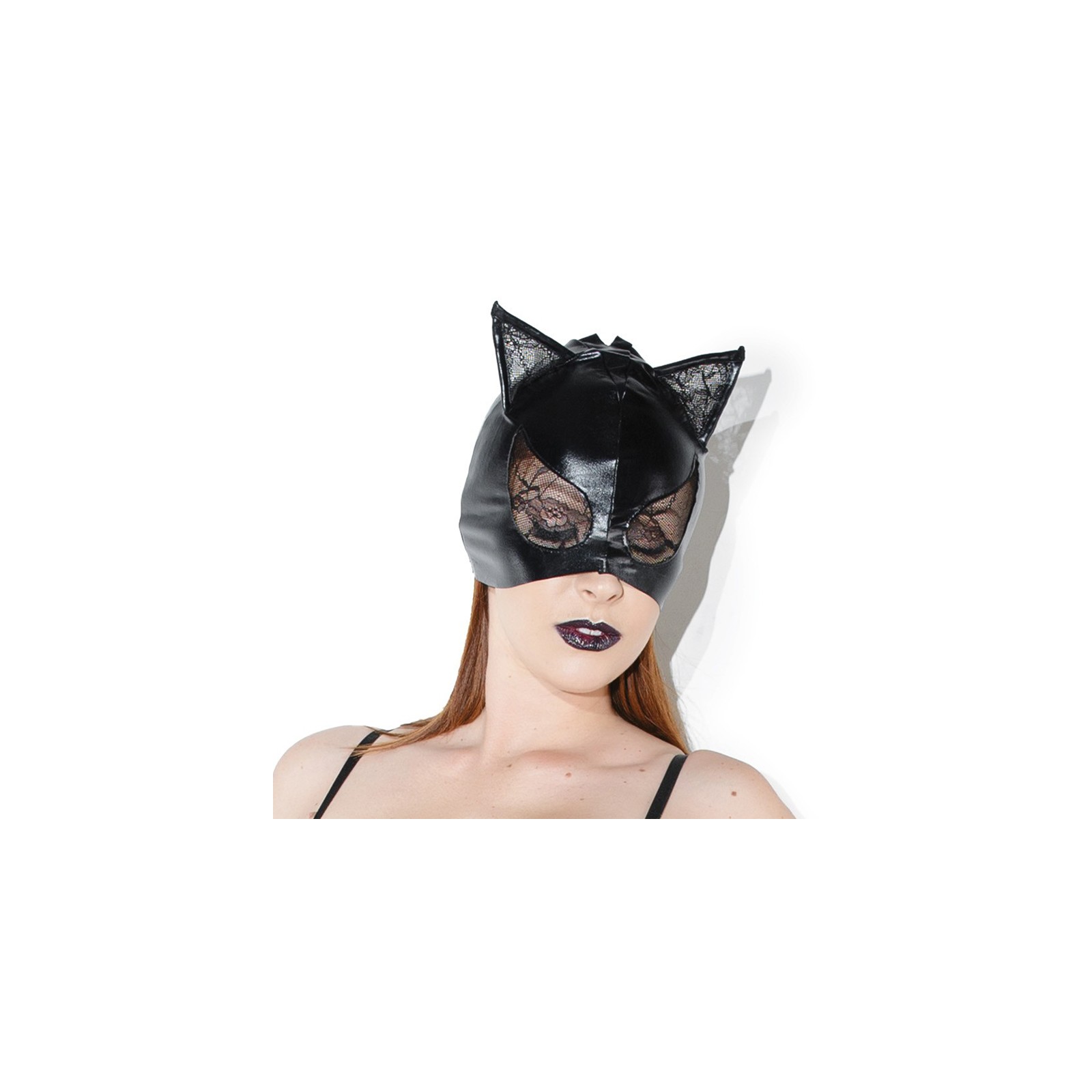 Black Cat Mask with Lace Eyes - Perfect for Costumes