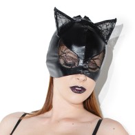 Black Cat Mask with Lace Eyes - Perfect for Costumes