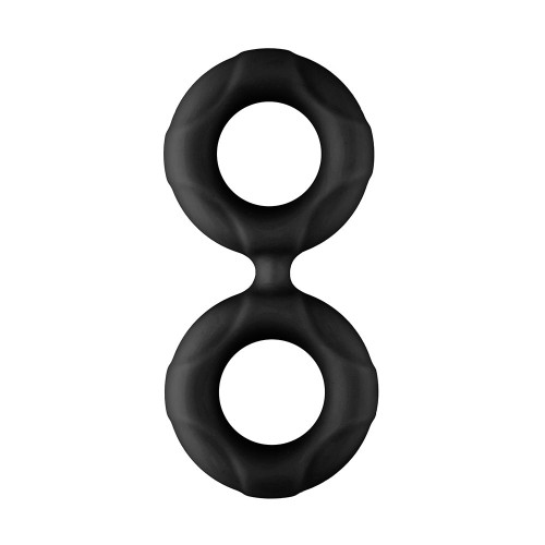 Forto F-81 Liquid Silicone Cock & Ball Double Ring Small Black