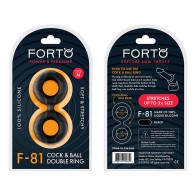 Forto F-81 Anillo Doble de Silicona Líquida para Pene y Testículos Mediano Negro