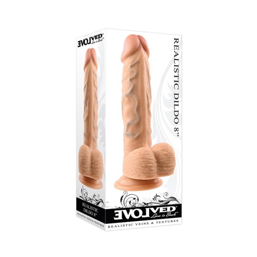 Dildo Realista de 8 Pulgadas con Testículos en Color Beige