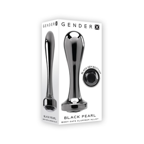 Black Pearl Aluminum Anal Plug With Black Gemstone Base