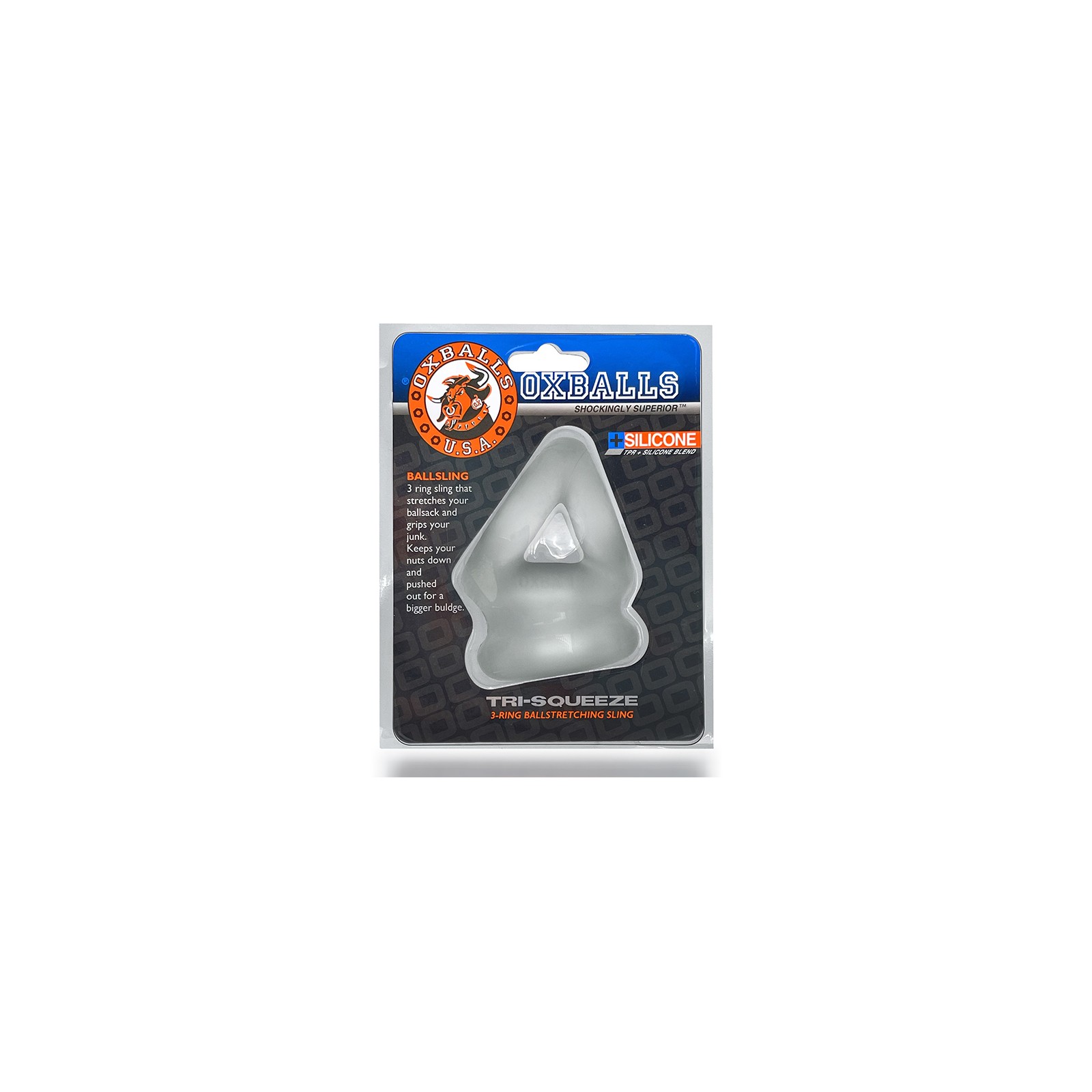 Oxballs Tri-Squeeze Cocksling and Ballstretcher Clear Ice