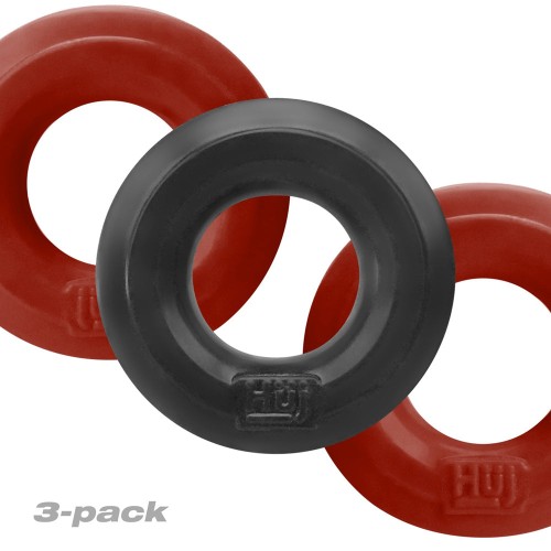 Hunkyjunk HUJ3 C-Ring Paquete de 3 Cherry/Tar Ice