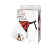 Lux Fetish Red Heart Strap-On Harness & Dildo Set