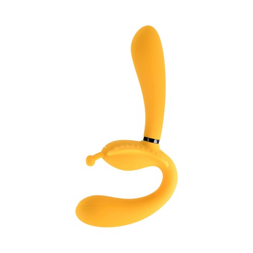 Evolved Monarch Vibrador Strap-On Multifuncional Recargable Amarillo