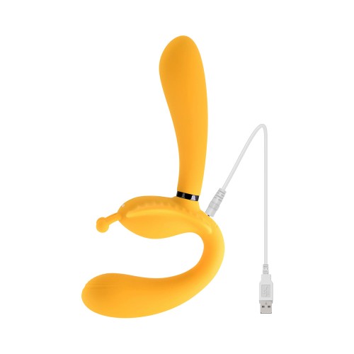 Evolved Monarch Vibrador Strap-On Multifuncional Recargable Amarillo