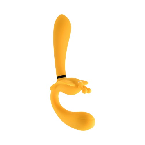 Evolved Monarch Vibrador Strap-On Multifuncional Recargable Amarillo