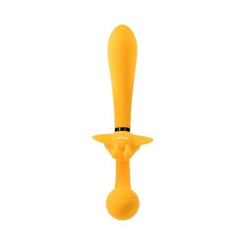 Evolved Monarch Vibrador Strap-On Multifuncional Recargable Amarillo