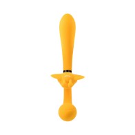 Evolved Monarch Vibrador Strap-On Multifuncional Recargable Amarillo