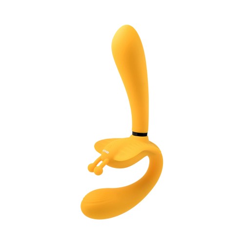 Evolved Monarch Rechargeable Multi-Function Strap-On Vibrator Yellow