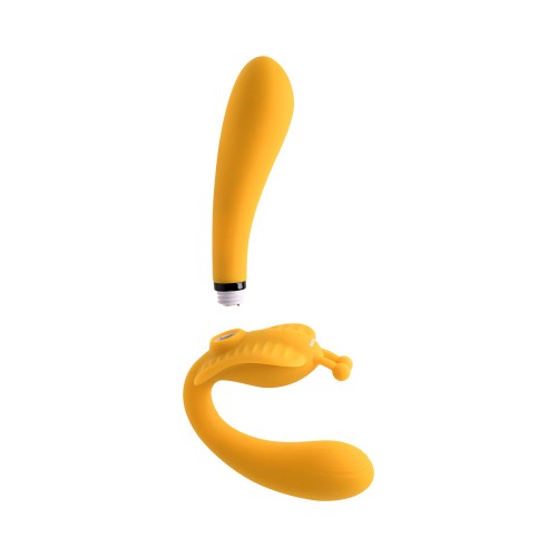 Evolved Monarch Rechargeable Multi-Function Strap-On Vibrator Yellow