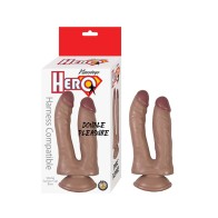 Dildo Doble de Placer Hero de Silicona Marrón