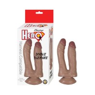 Dildo Doble de Placer Hero de Silicona Marrón