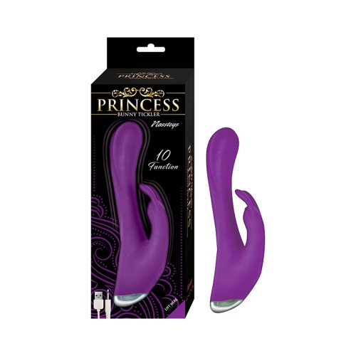 Estimulador Dual Princess Bunny Tickler de Silicona Púrpura