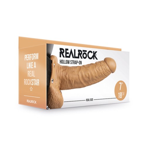 RealRock Realista 7 in. Strap-On Hueco con Testículos