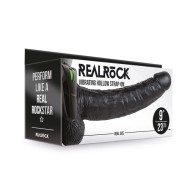 RealRock 9 in. Vibrating Hollow Strap-On With Balls Black