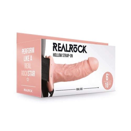 RealRock 6 in. Hollow Strap-On Beige for Enhanced Pleasure