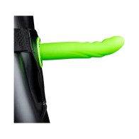 Ouch Textured Curved 8 in Glow in the Dark Hollow Strap-On Neon Green