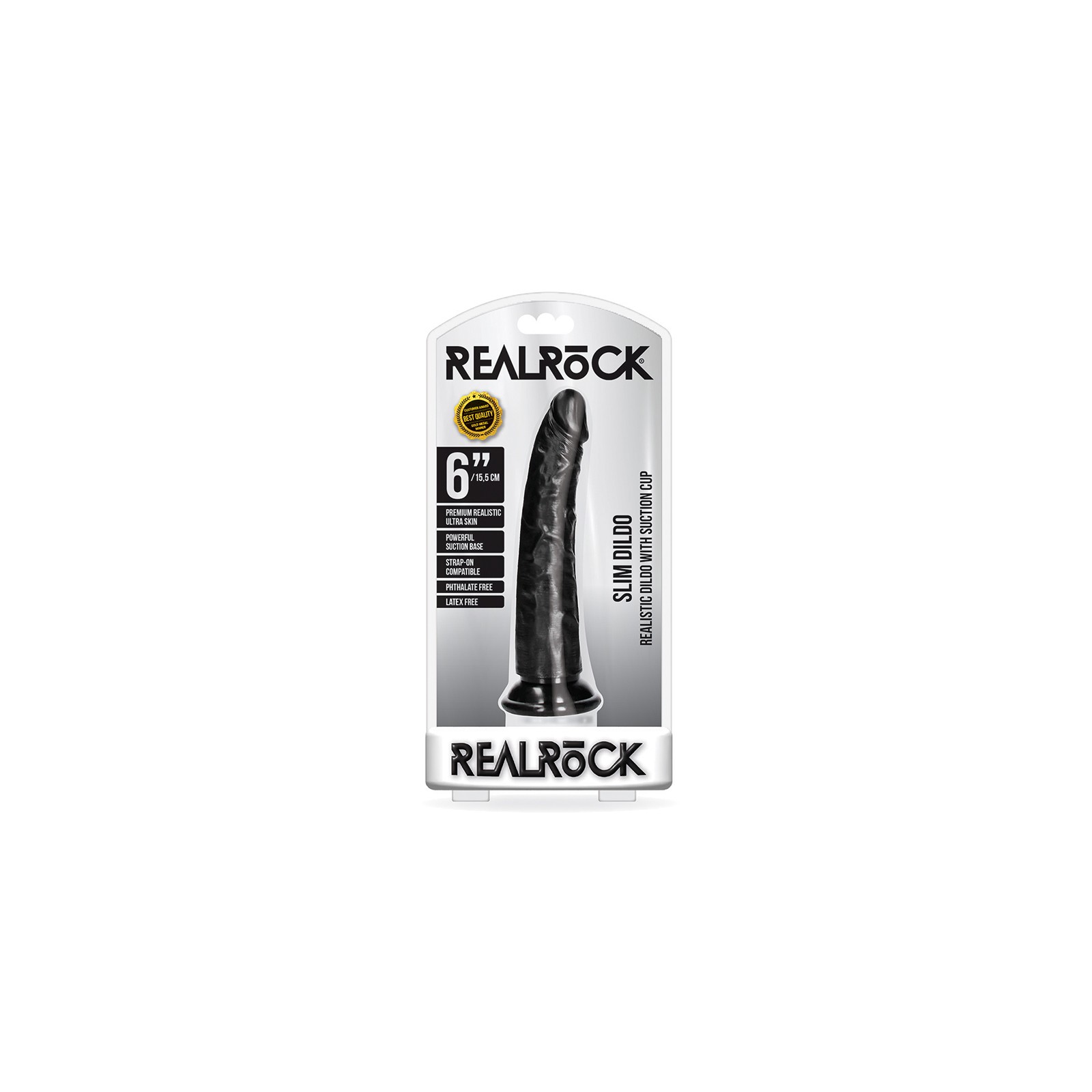 RealRock Slim 6 in. Realistic Dildo - Black