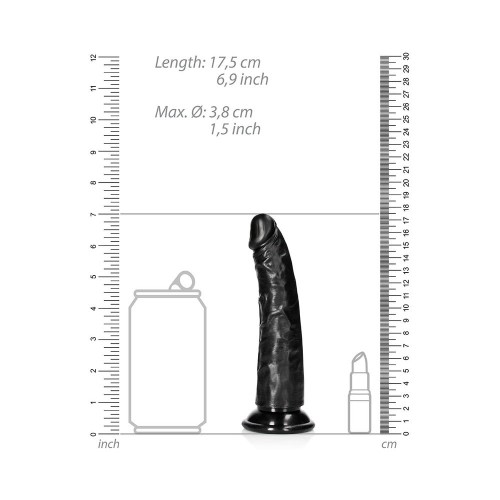 RealRock Slim 6 in. Realistic Dildo - Black