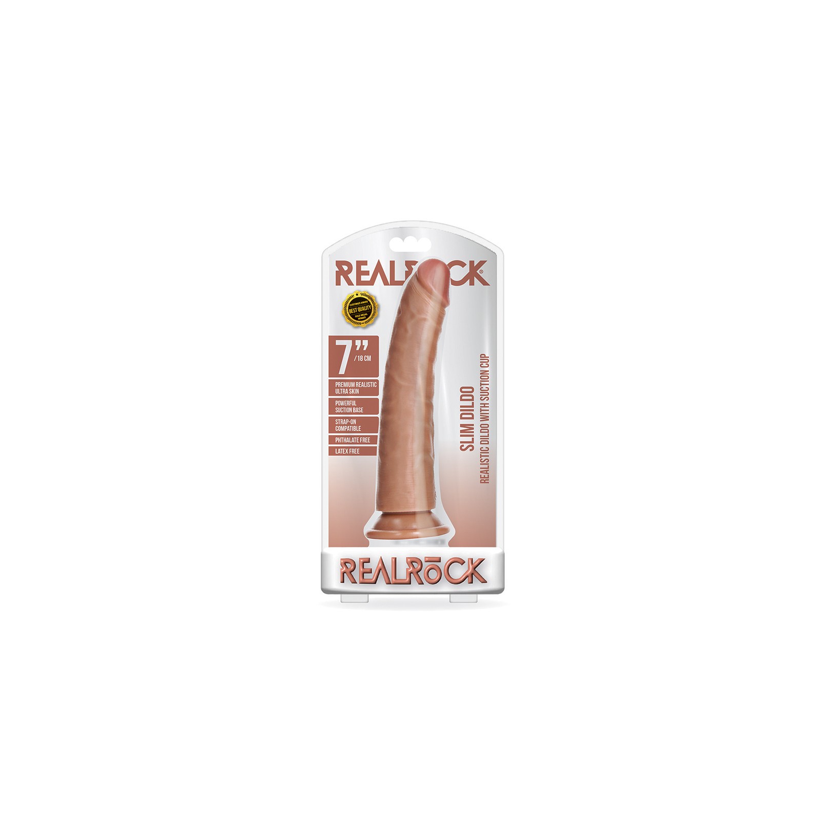 RealRock 7 in Slim Dildo with Suction Cup Tan