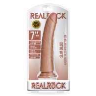 RealRock 7 in Slim Dildo with Suction Cup Tan